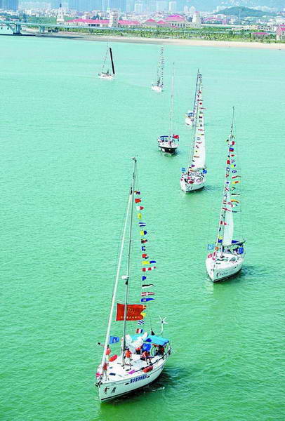 两岸帆船拉力赛昨日扬帆15艘帆船重走郑成功复台路